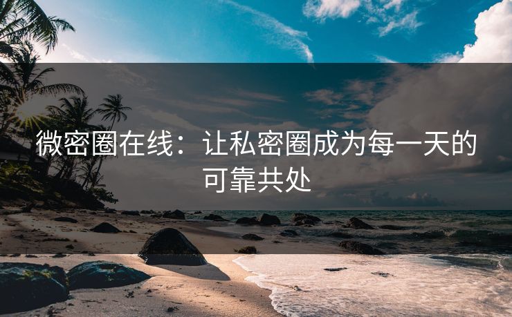微密圈在线：让私密圈成为每一天的可靠共处